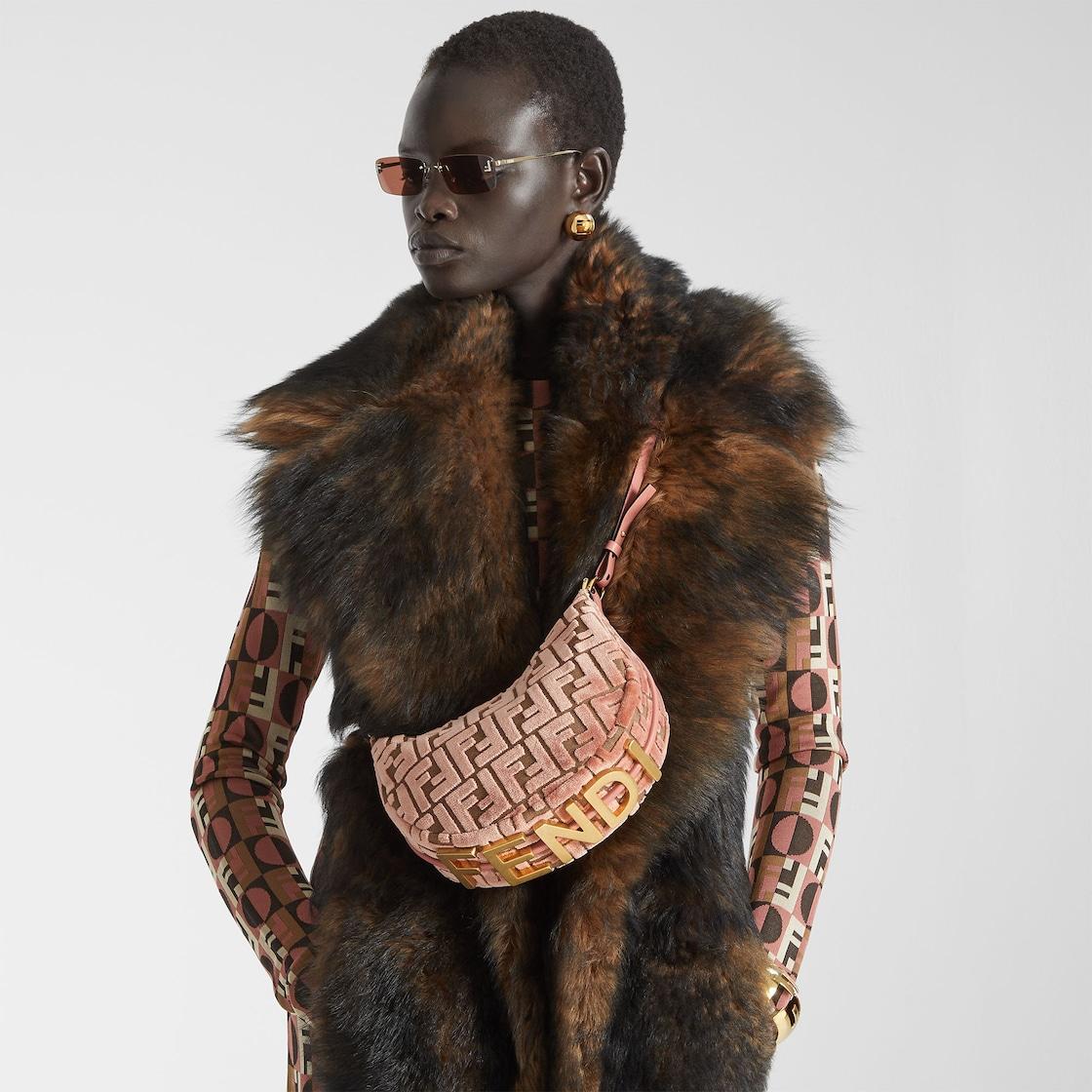 Fendigraphy MiniPink FF jacquard velvet mini-bag Product Image