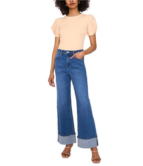 1. STATE Knotted Crew Neck Short Puff Sleeve Top Product Image