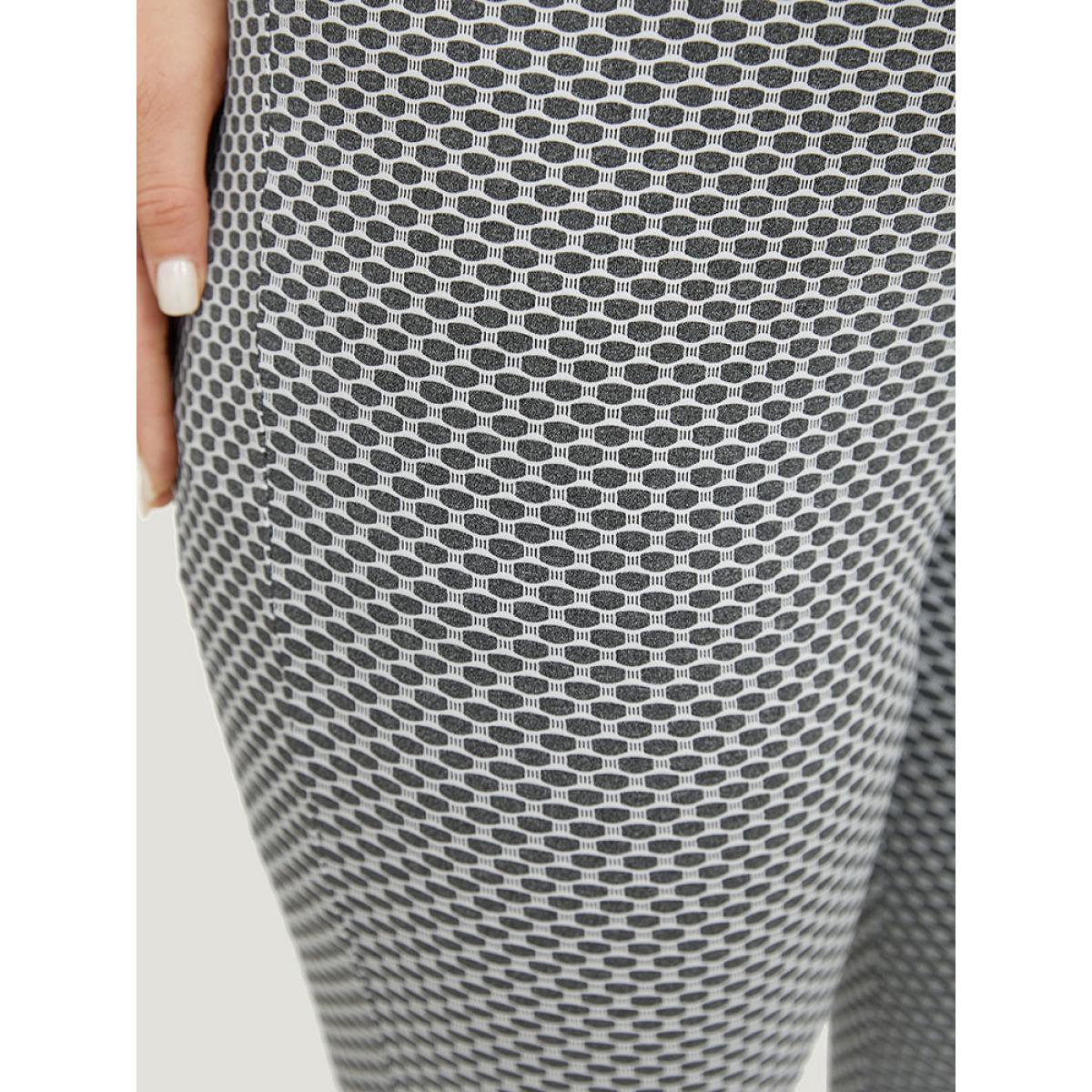 Plus Size Polka Dot Skinny Contrast Wideband Waist Leggings Women Gray Casual High stretch Skinny High Rise Dailywear Leggings BloomChic 12/L Product Image