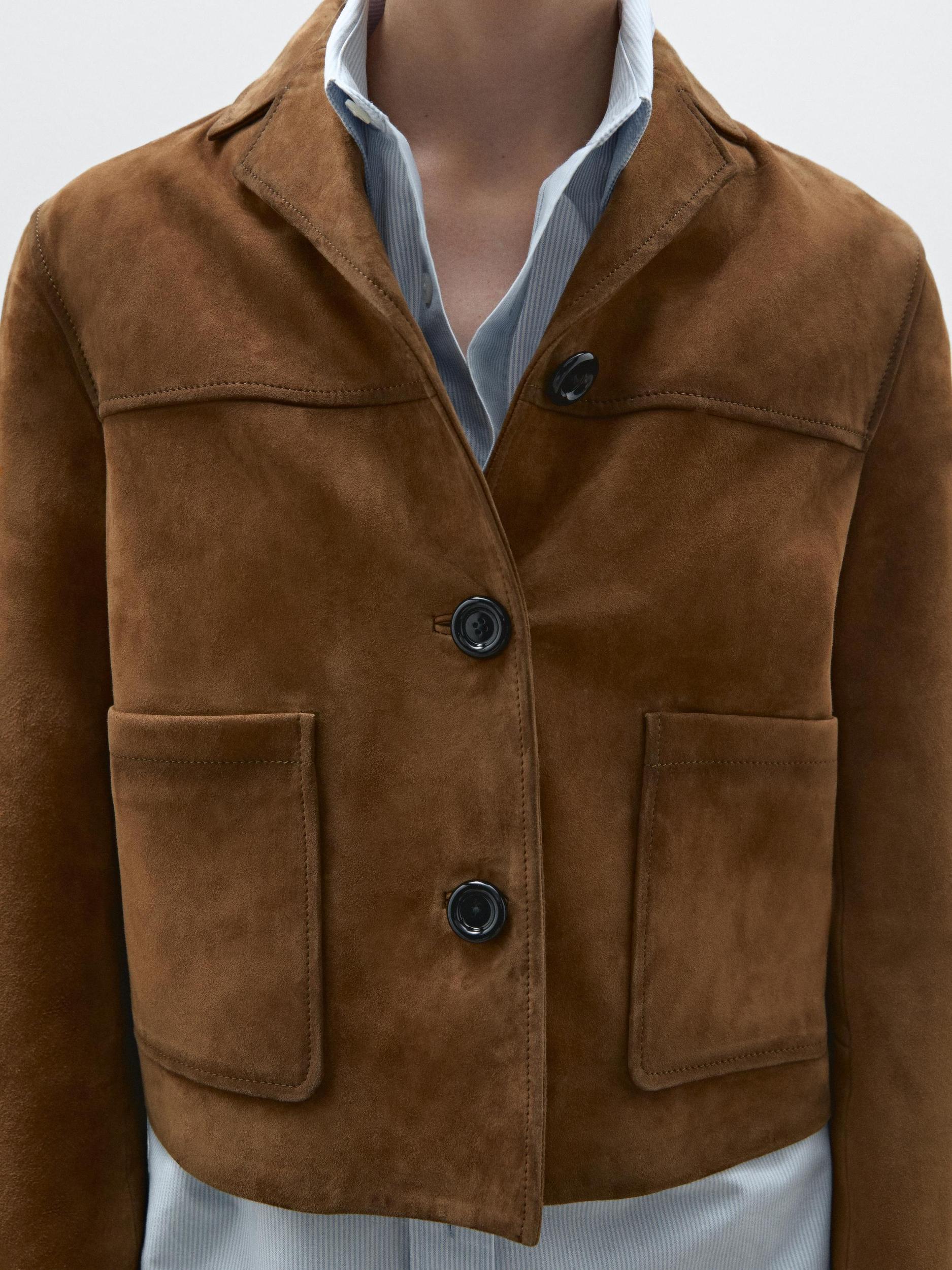 Suede leather jacket with pockets Product Image