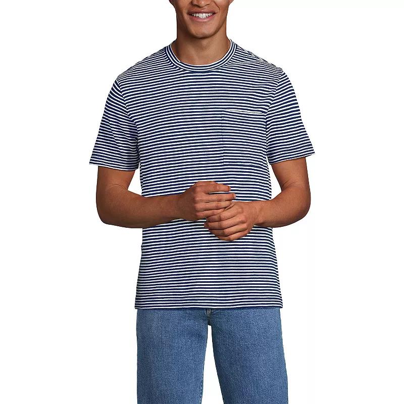 Men's Lands' End Short Sleeve Pocket Tee, Size: Large, Blue Mini Stripe Product Image