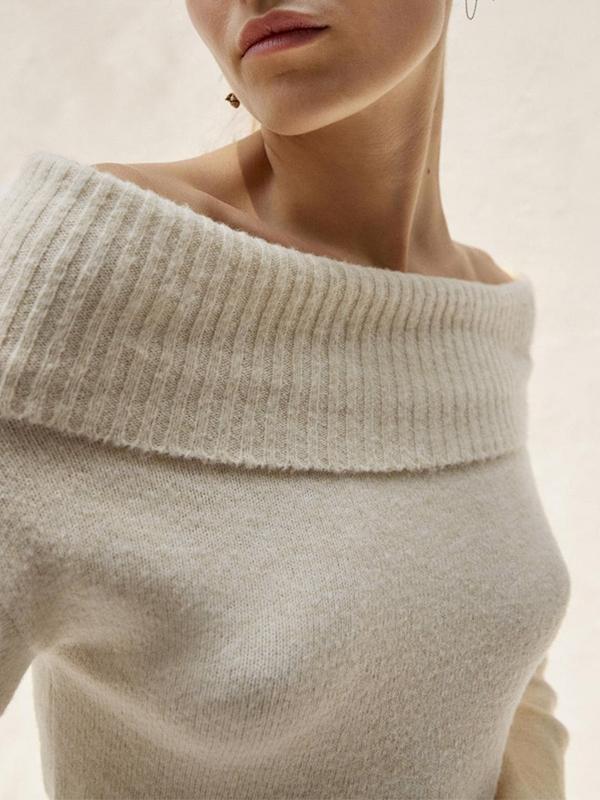 Solid Off Shoulder Sweater Product Image
