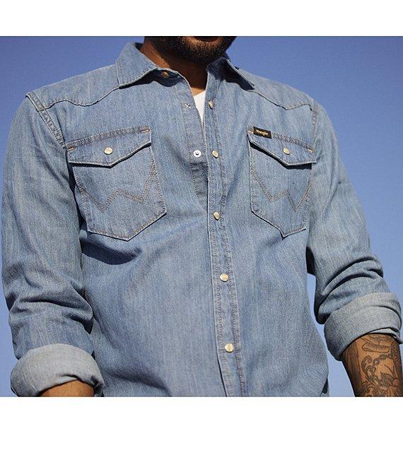 Wrangler® Regular Fit Western Denim Shirt Product Image