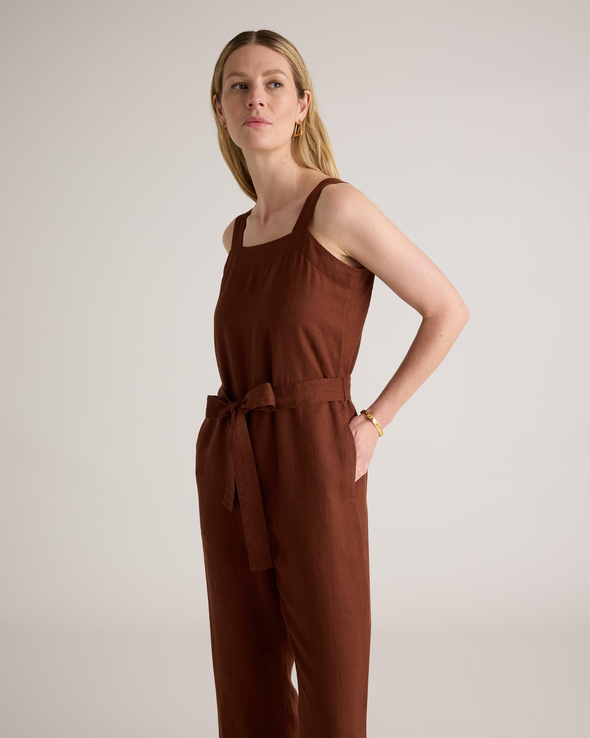Quince | Women's 100% European Linen Square Neck Jumpsuit Product Image