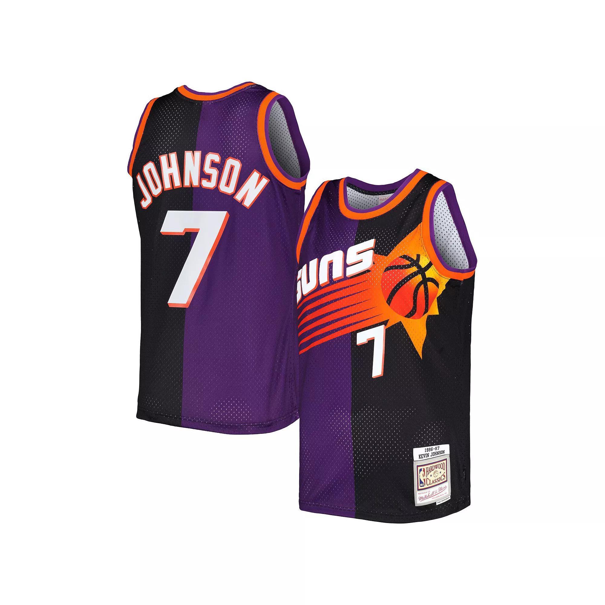Men's Mitchell & Ness Kevin Johnson Purple/Black Phoenix Suns Hardwood Classics 1996/97 Split Swingman Jersey, Size: Medium, Phx Purple Product Image