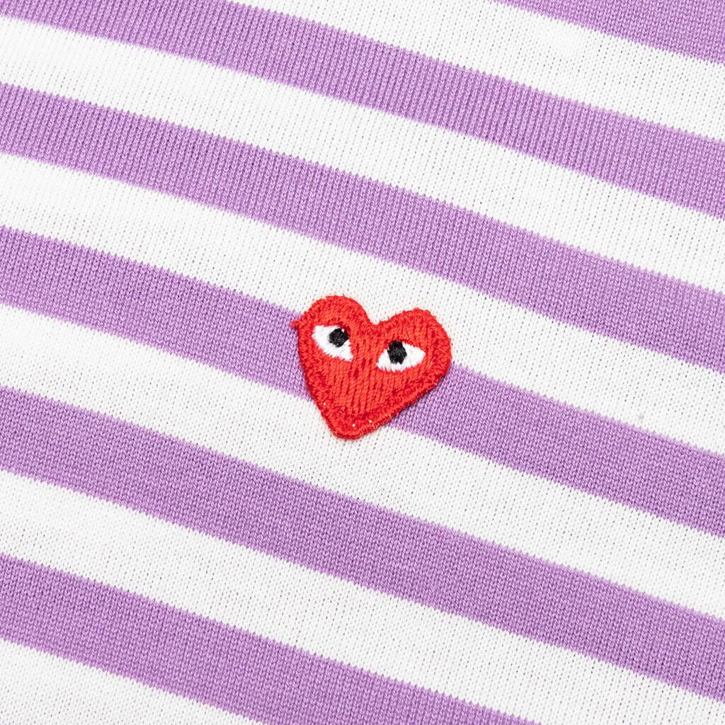 Women's Striped White Sleeve L/S T-Shirt - Purple Female Product Image