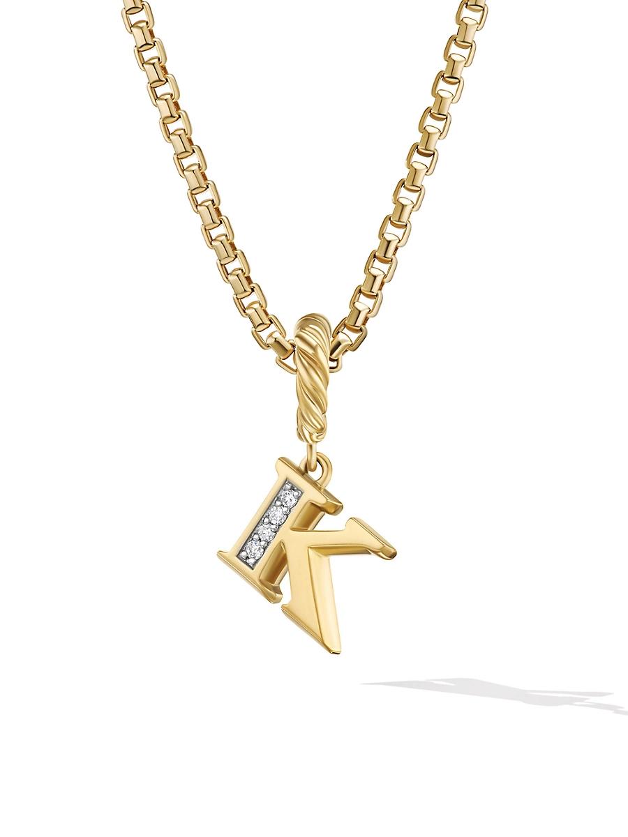 Womens Pav Initial Pendant in 18K Yellow Gold Product Image