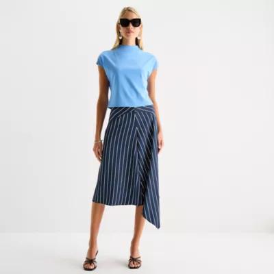 Worthington Womens Midi Asymmetrical Skirt Product Image