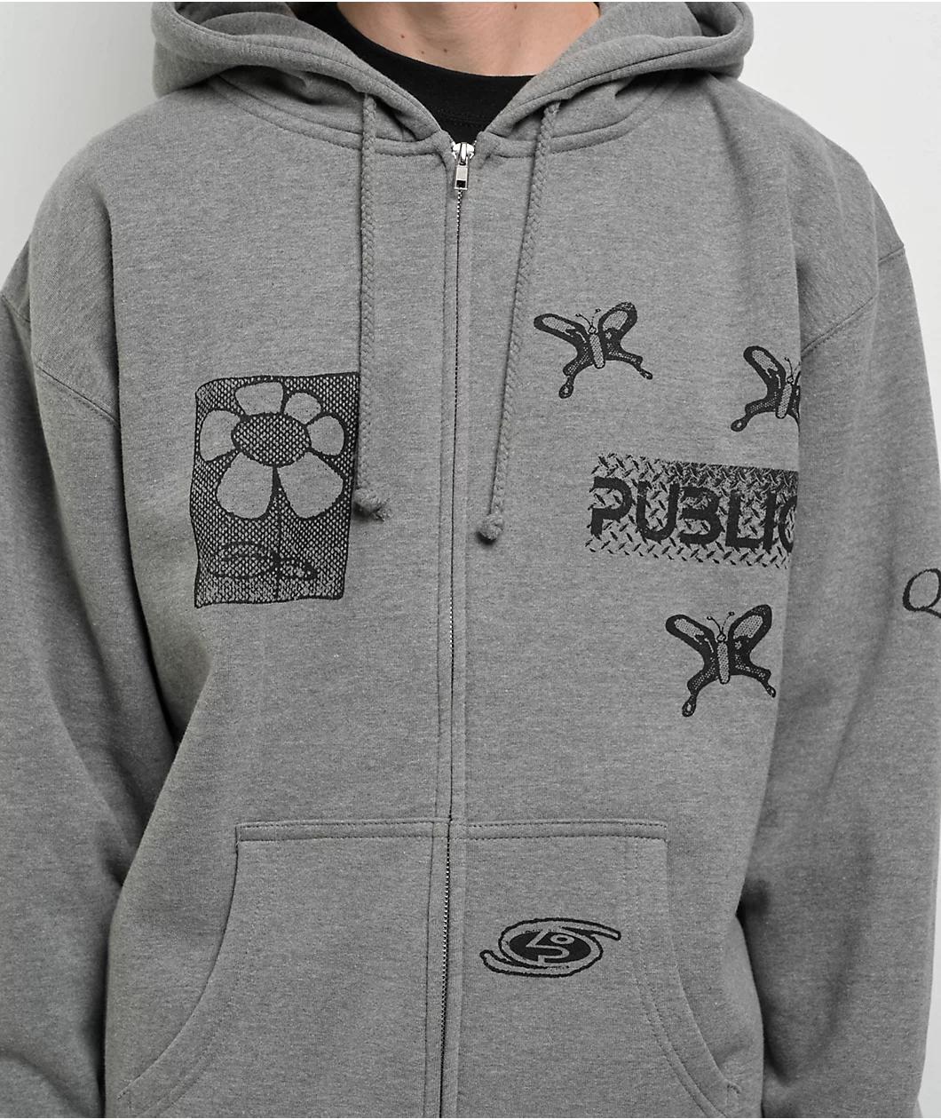 Public Sum Grey Zip Hoodie Product Image
