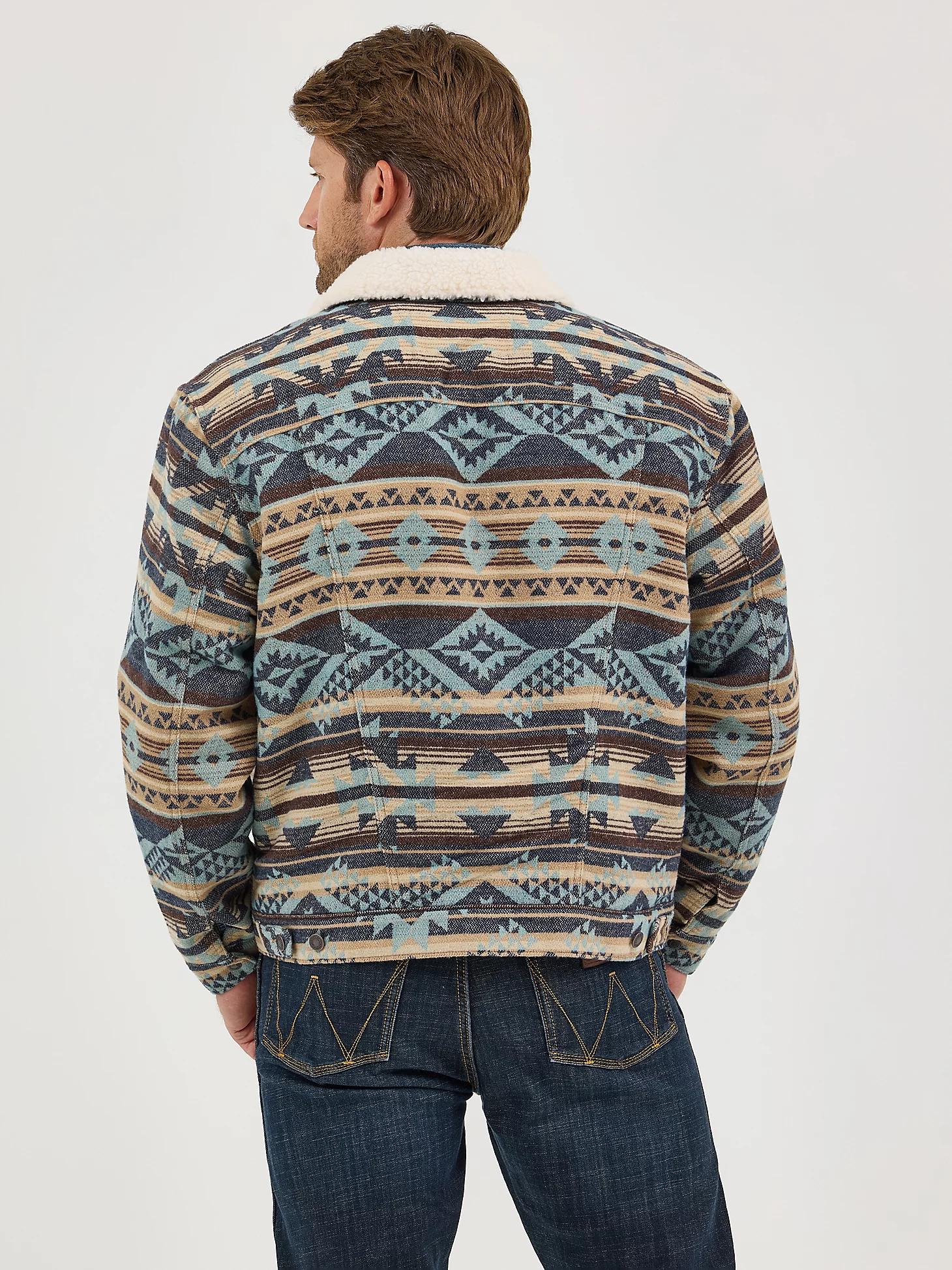 Men's Wrangler® Sherpa Lined Jacquard Print Jacket in Dark Sapphire Product Image