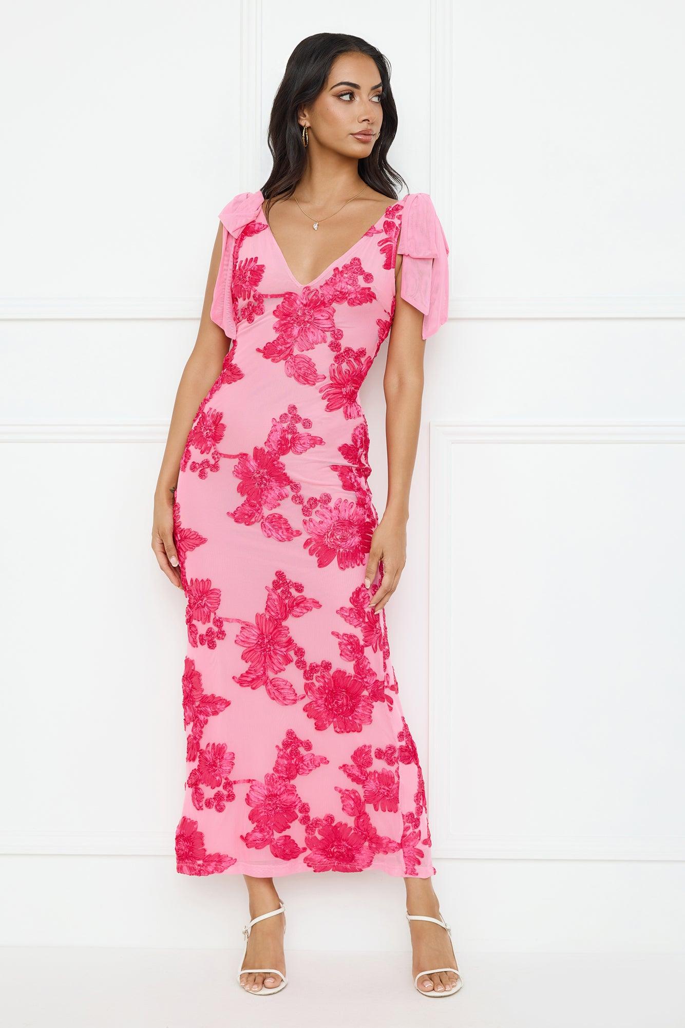 Ambrosia Mesh Maxi Dress Pink Product Image
