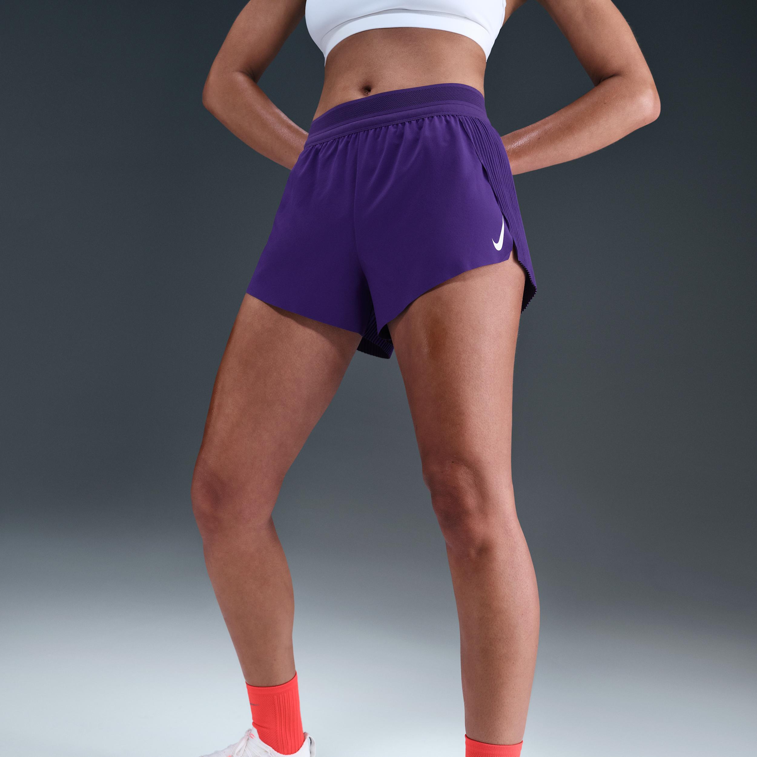 Nike Womens AeroSwift Dri-FIT ADV Mid-Rise 3 Brief-Lined Running Shorts | FN2328-547 Product Image