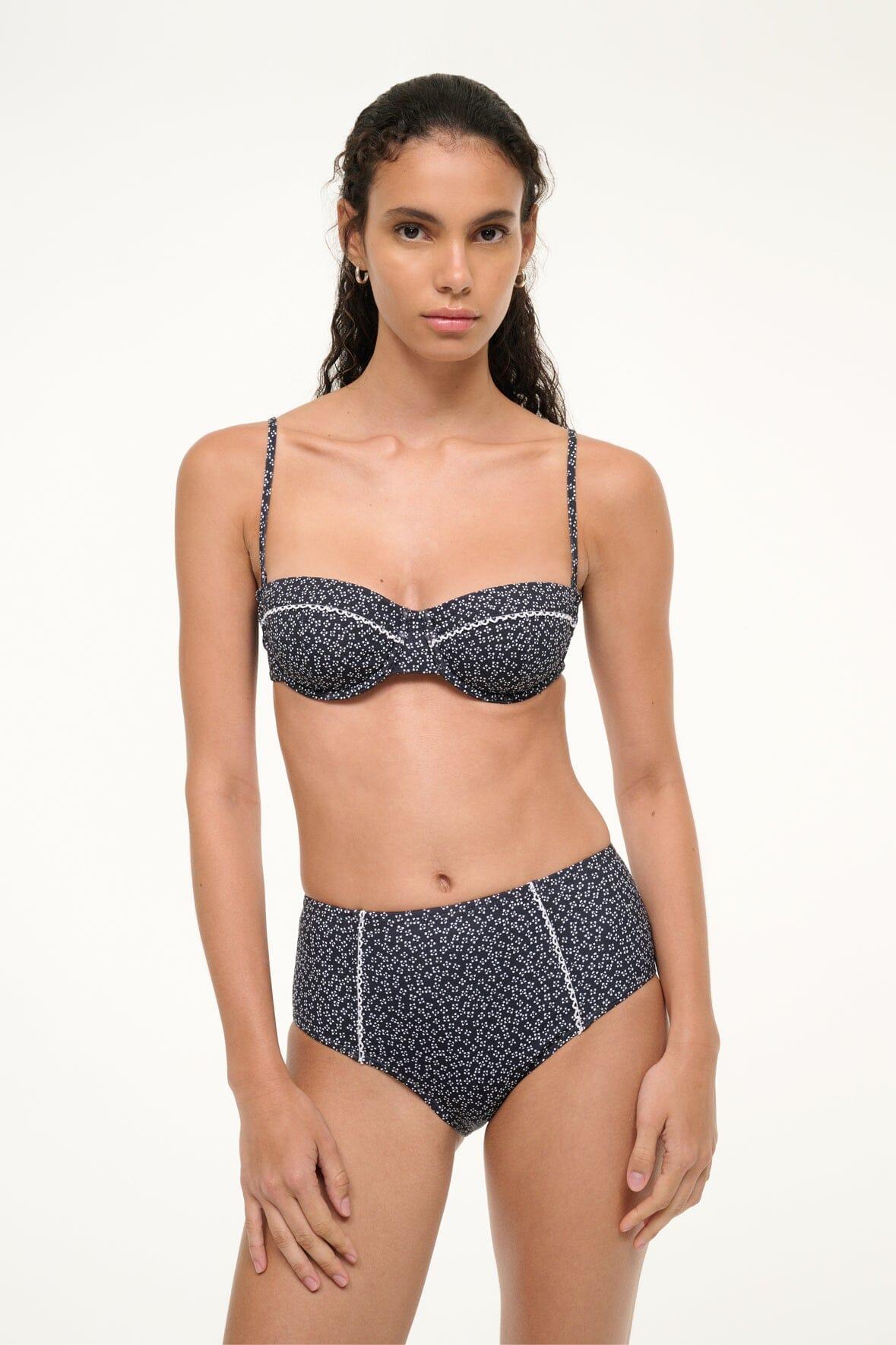 JO BALCONETTE BIKINI TOP | BLACK WOODBLOCK DITSY FLORAL Product Image