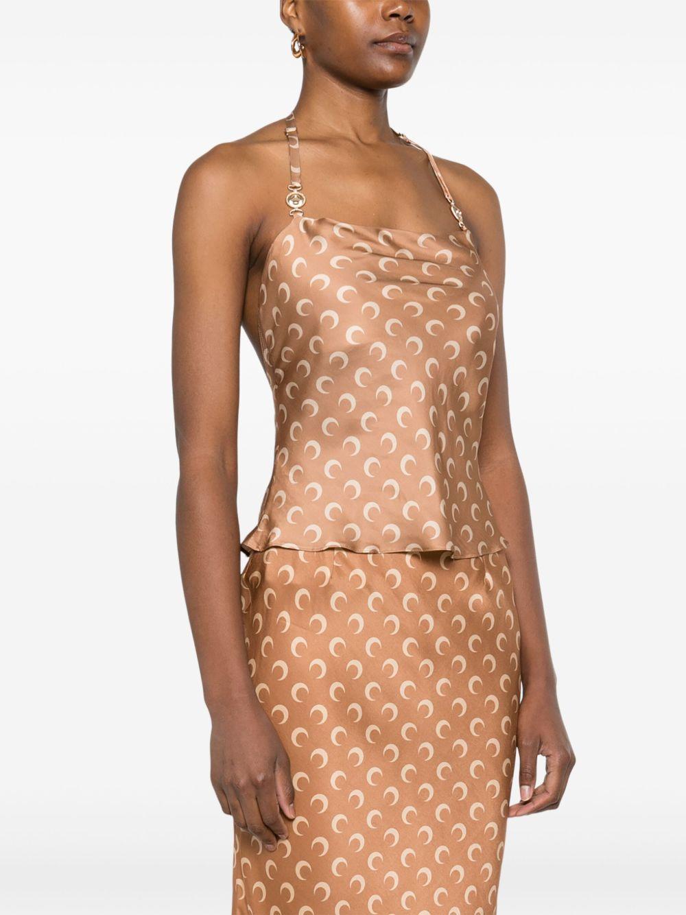 crescent moon-print satin top Product Image