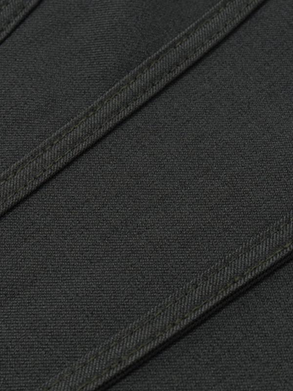 Solid V Neck Corset Pleated Sleeveless Mini Dress Product Image