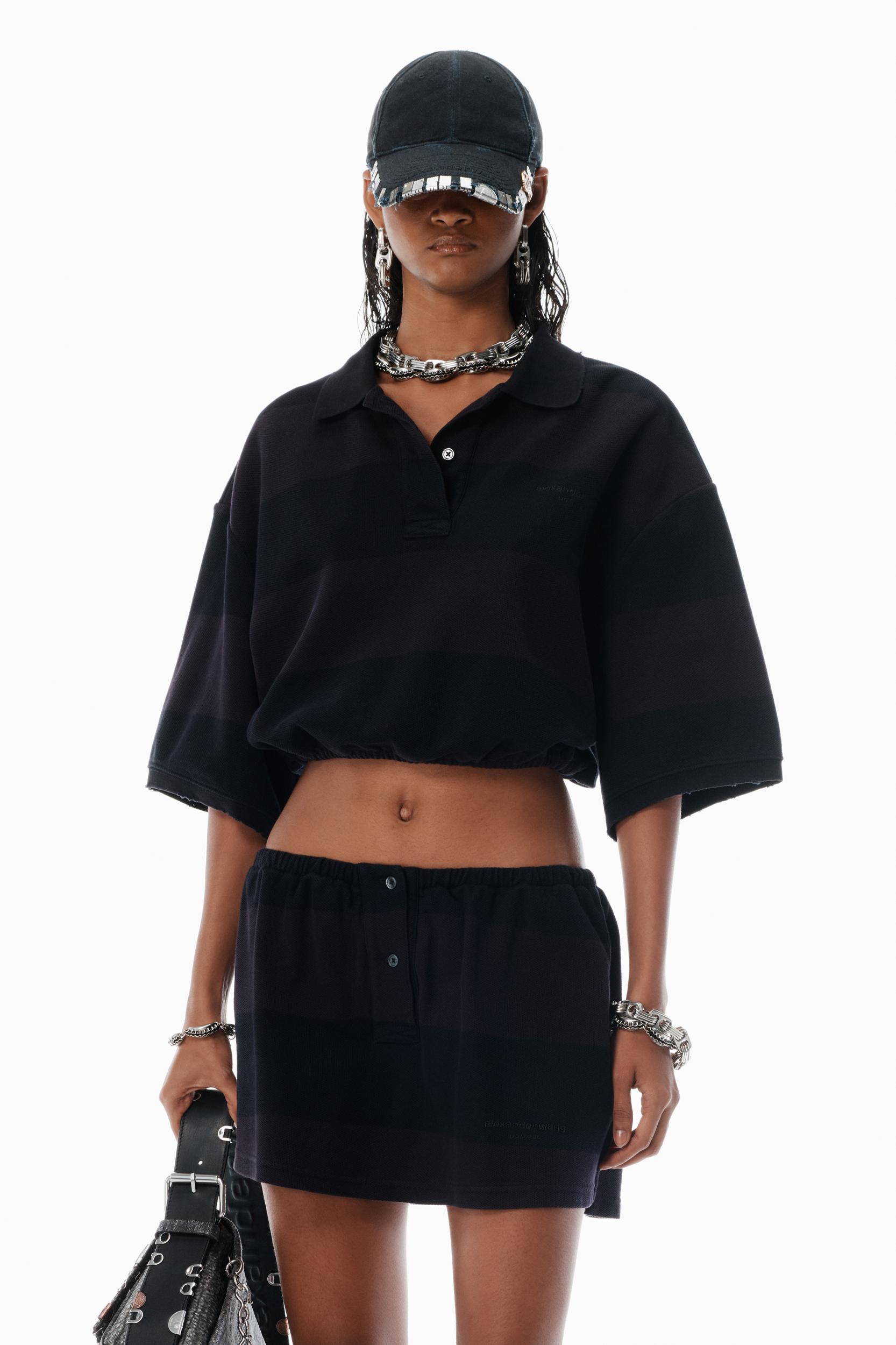 Black Striped Deconstructed Miniskirt Product Image