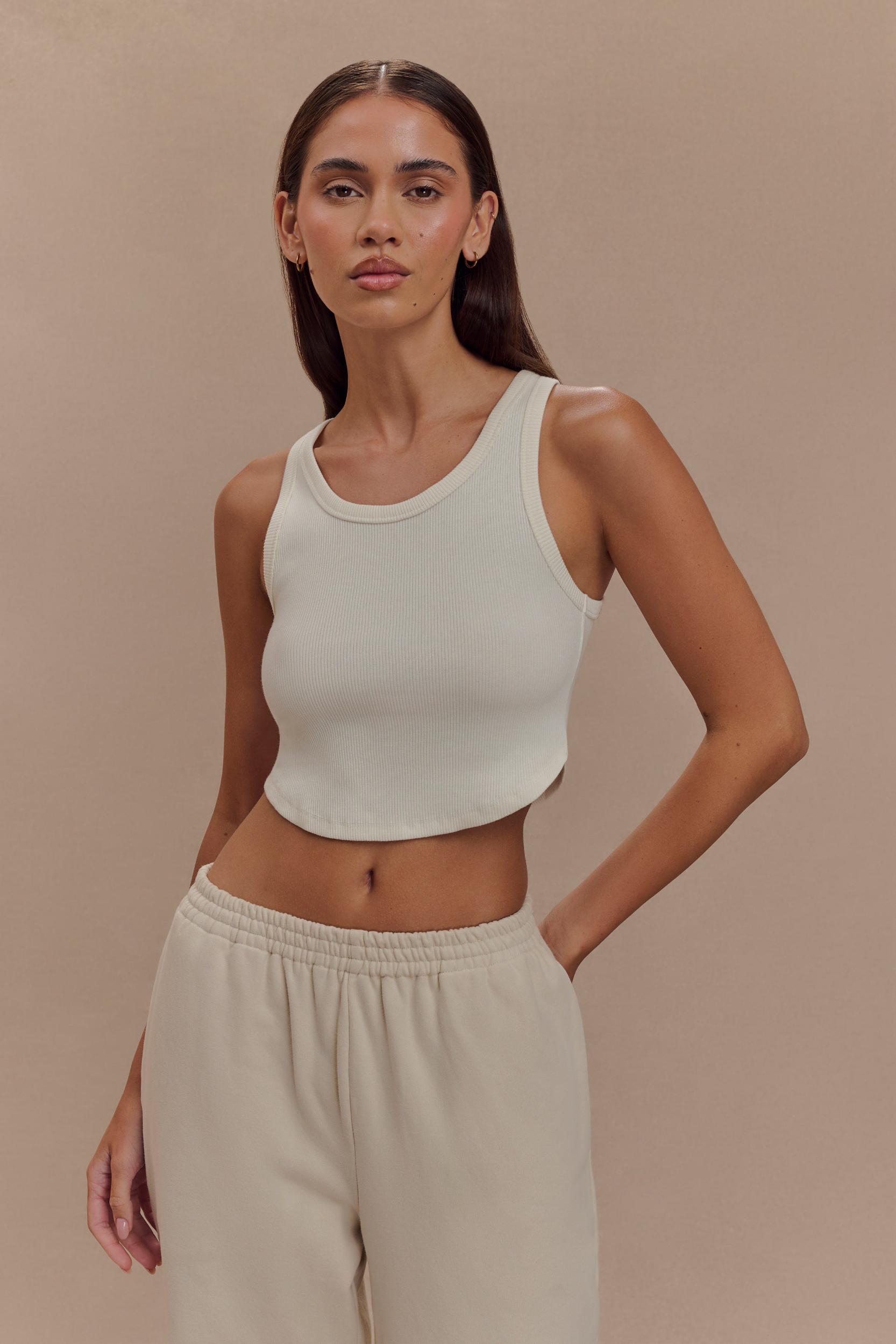 Morgana Ribbed Tank Top - White Product Image