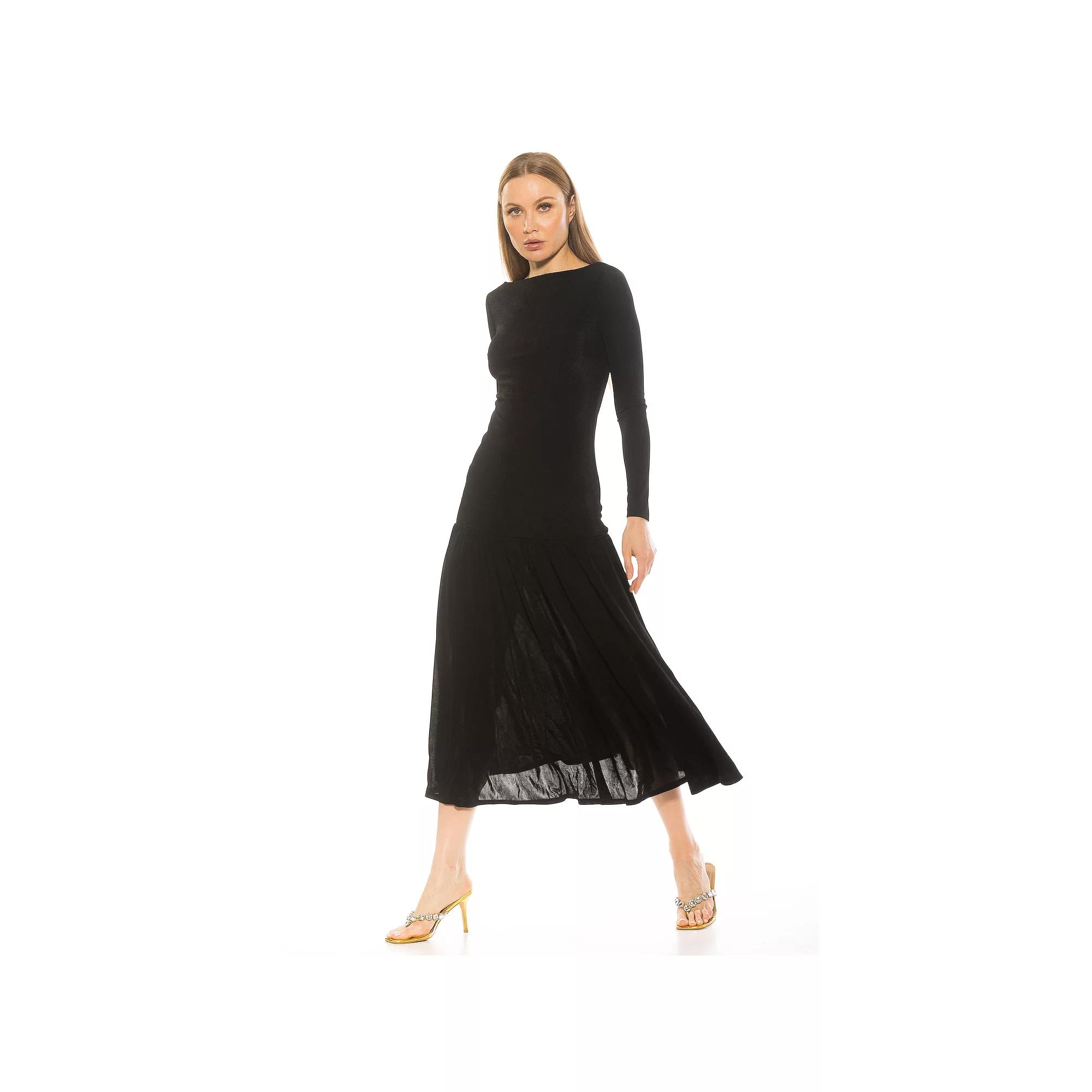 Women's ALEXIA ADMOR Khaite Long Sleeve Drop Waist Shirred Maxi Dress,  Product Image
