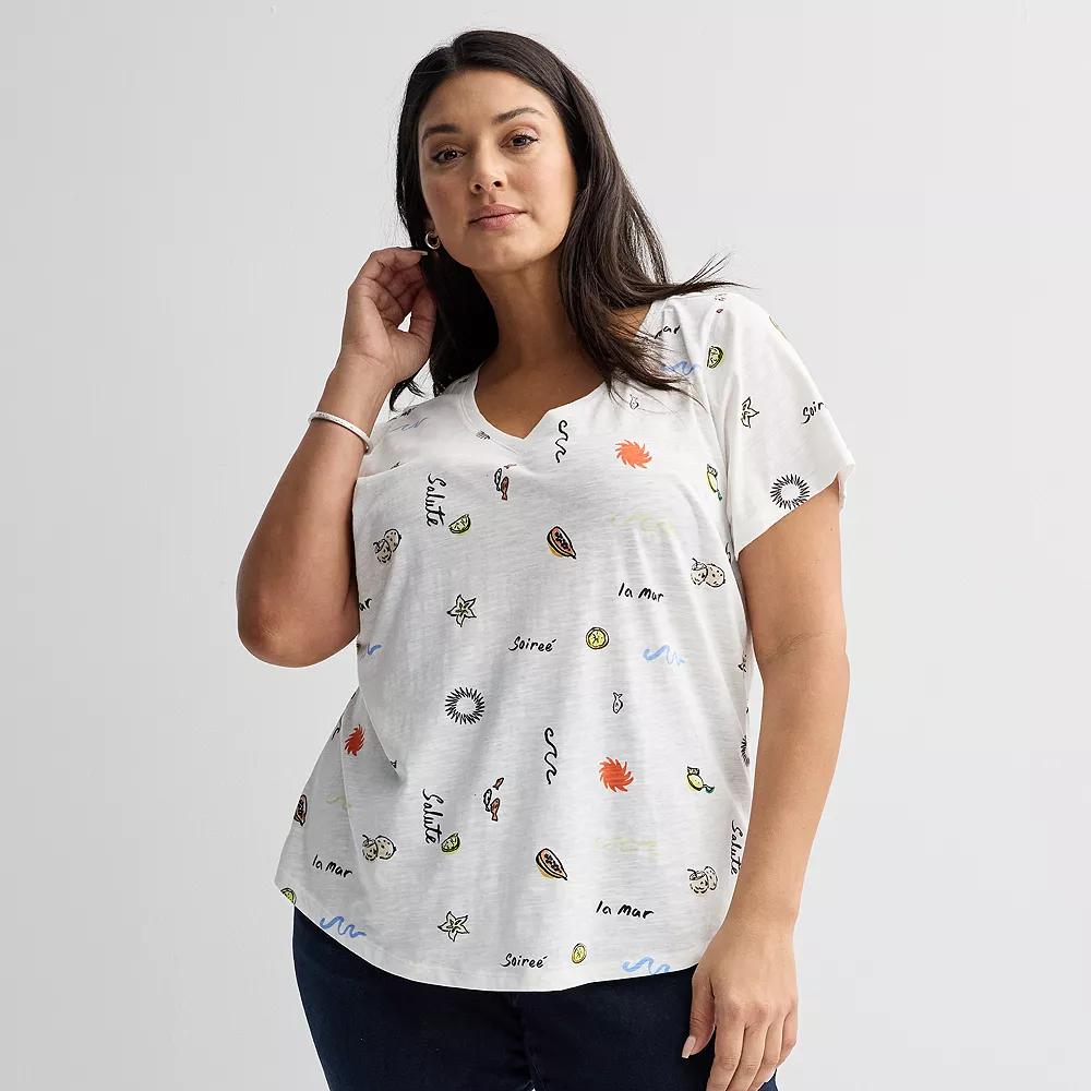 Plus Size Sonoma Goods For Life® Everyday V-Neck T-Shirt, Women's, Size: 5XL, Multi Fruit Print Product Image