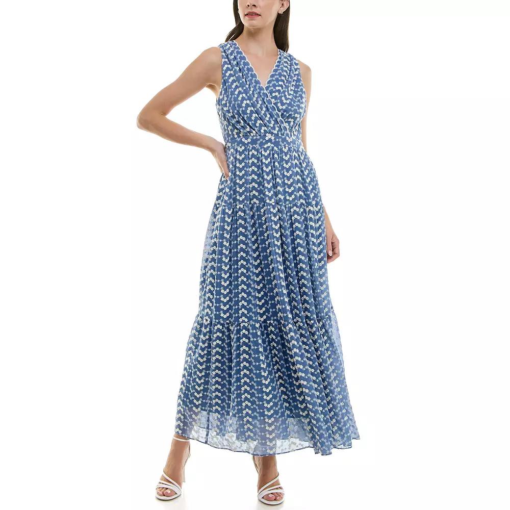Women's Taylor Foldover V-Neck Embroidered Tiered Dress,  Product Image