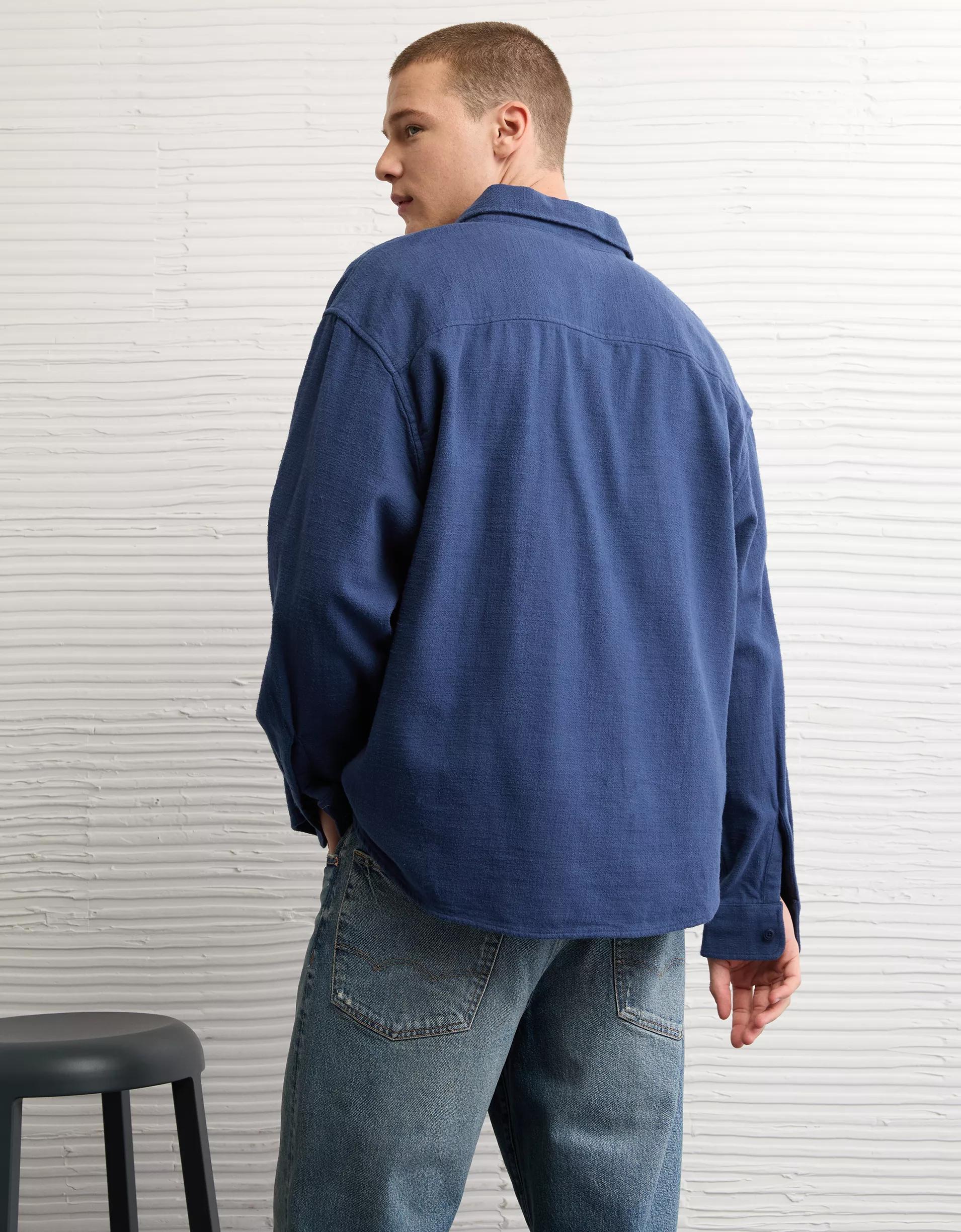 AE Boxy Flannel Shirt Product Image