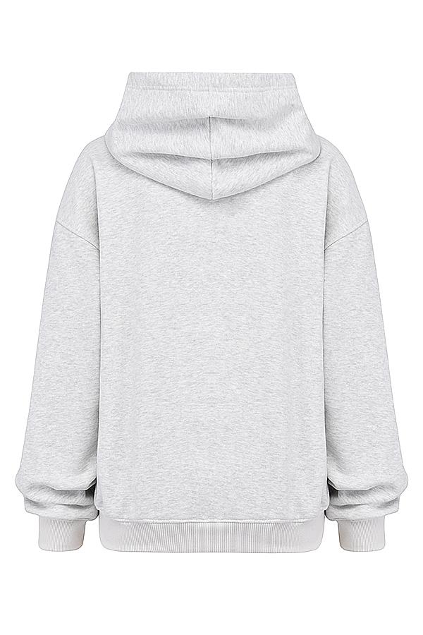 Muse  light grey marl cotton fleece-back hoodie Product Image