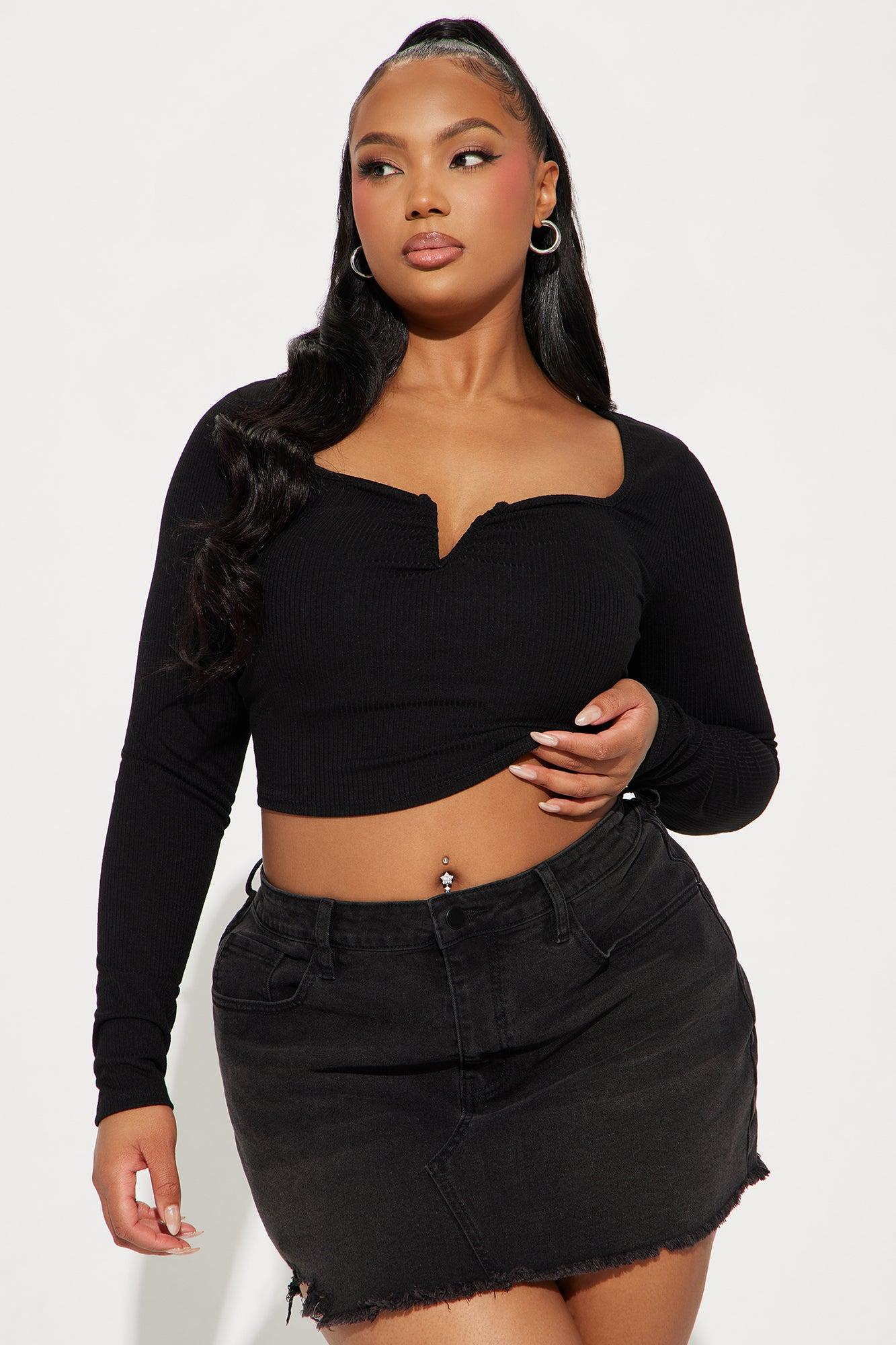 Anaya Ribbed Top - Black Product Image