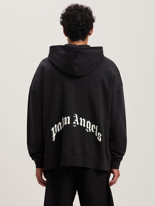 Curved Logo zippered Hoodie Product Image