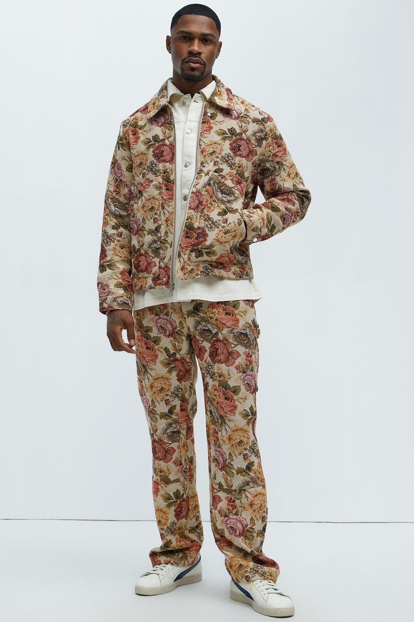 Bellevue Flared Tapestry Carpenter Pants - Taupe/combo Product Image