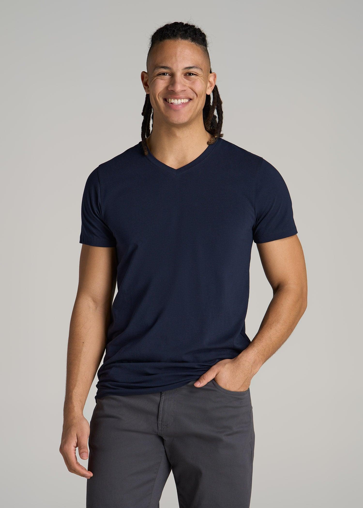 The Essential MODERN-FIT V-Neck Tee for Tall Men in True Navy Male Product Image