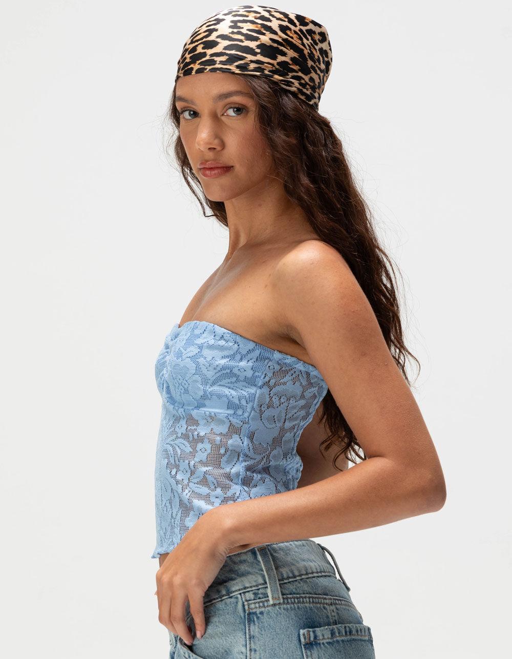 RSQ Womens Lace Tube Top - LIGHT BLUE Product Image