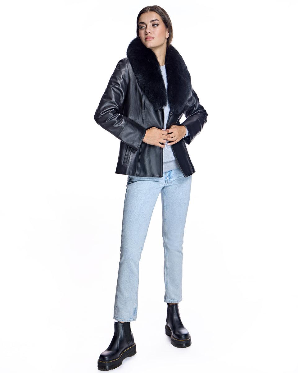 Maximilian Fur-Trimmed Leather Jacket Product Image