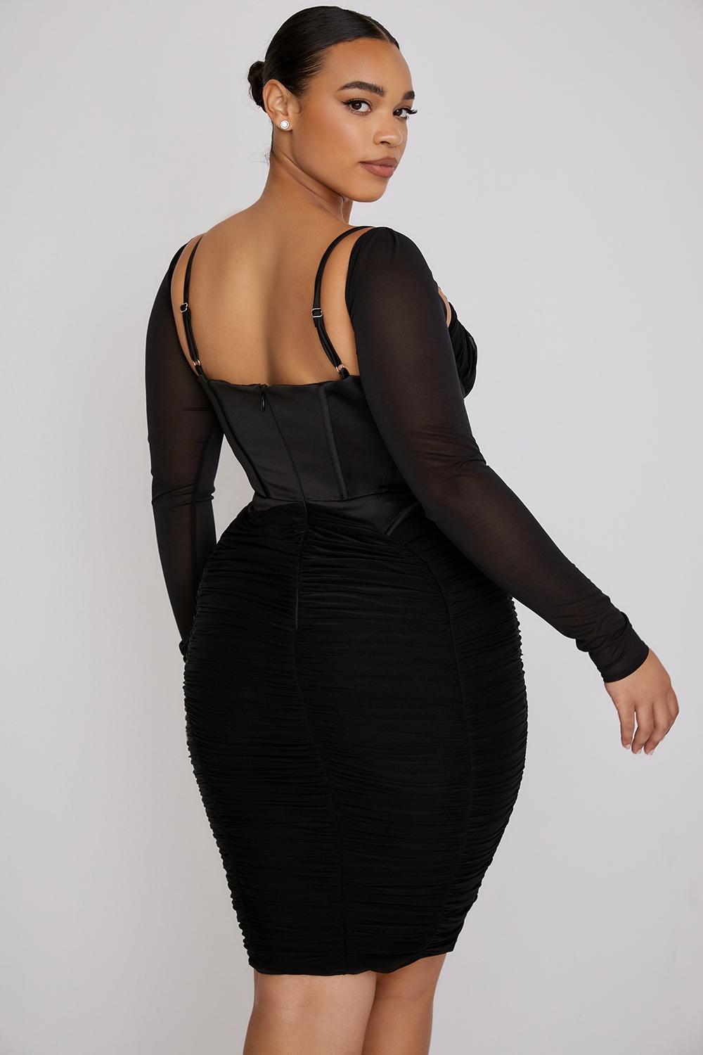 Freyja  black gathered corset dress Product Image