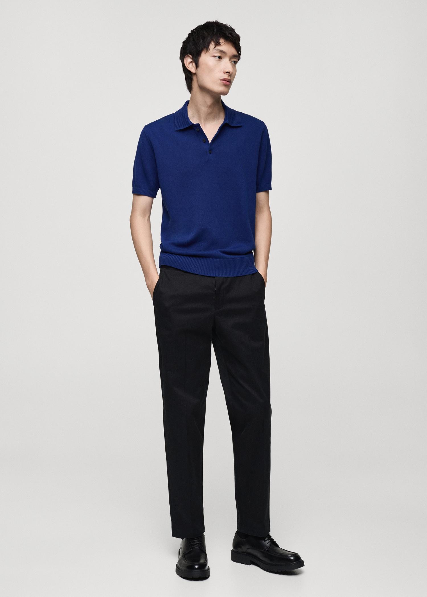 100% cotton knitted polo shirt - Men | MANGO USA Product Image