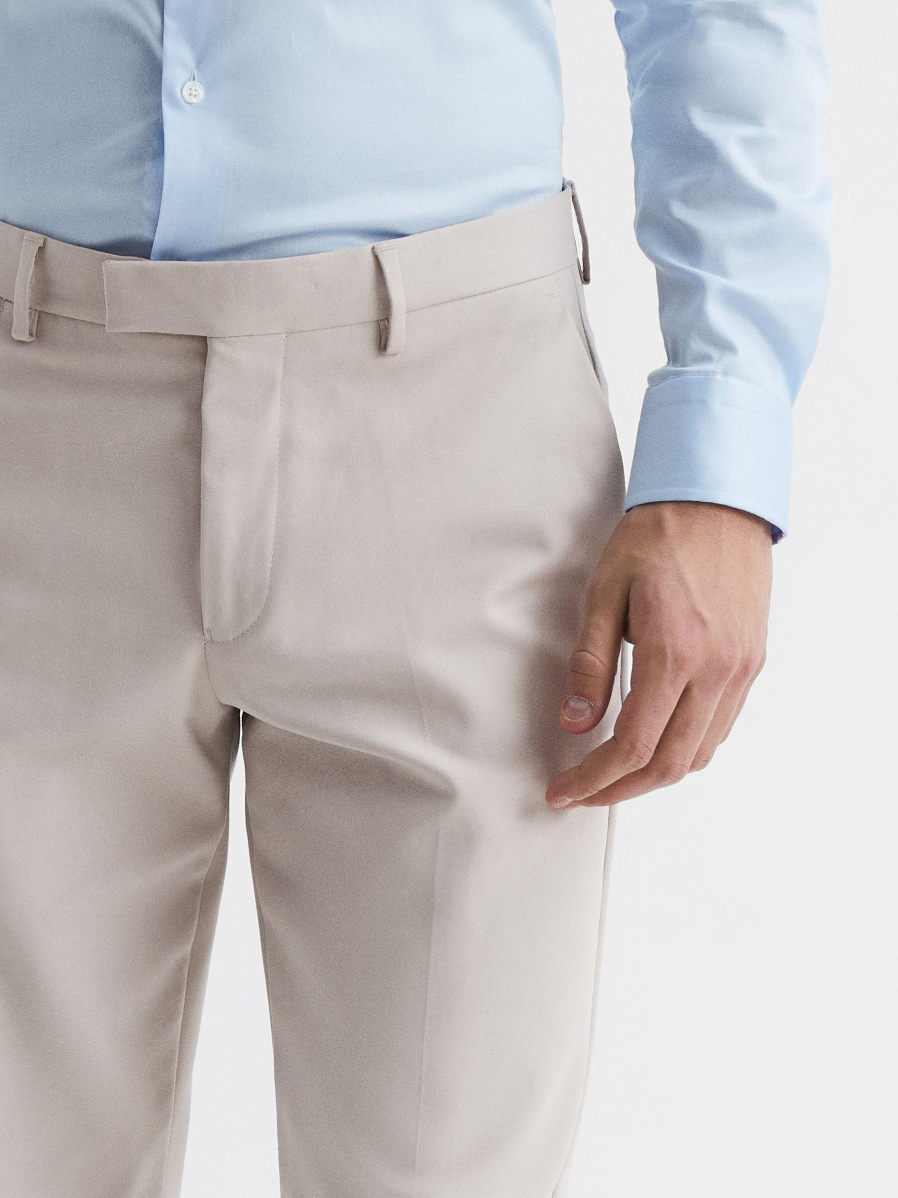 Cotton Blend Chinos in Stone Product Image