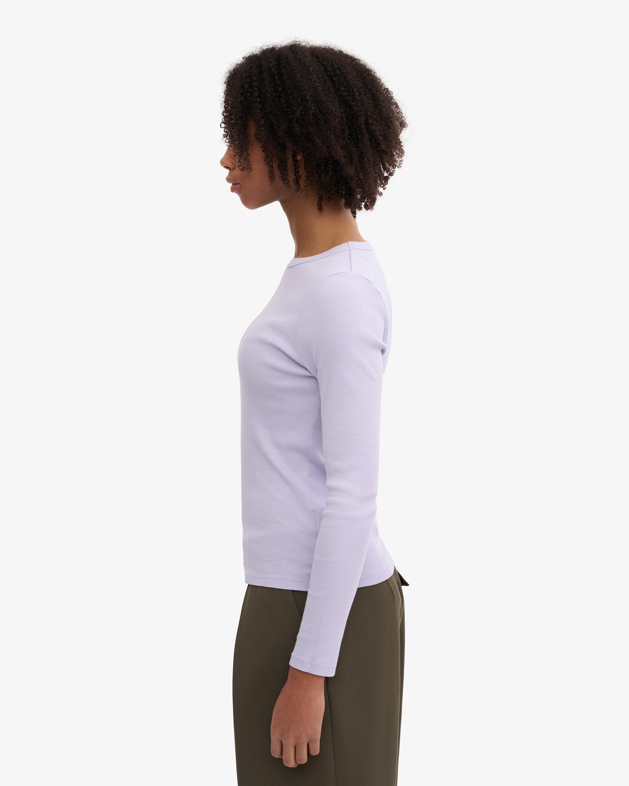 Women Organic Rib LS T-Shirt - Soft Lavender Product Image