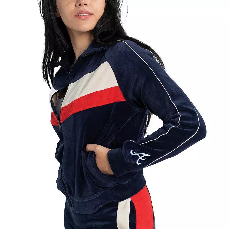 Women's Lusso Navy Atlanta Braves Nixie Raglan Full-Zip Jacket, Size: Large, Blue Product Image