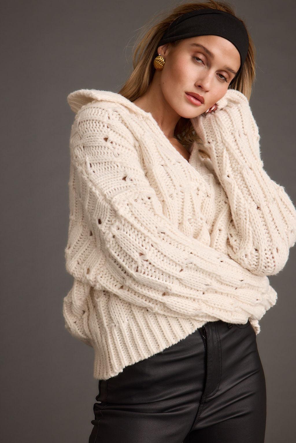 Riverstone Cream Cableknit Sweater Product Image