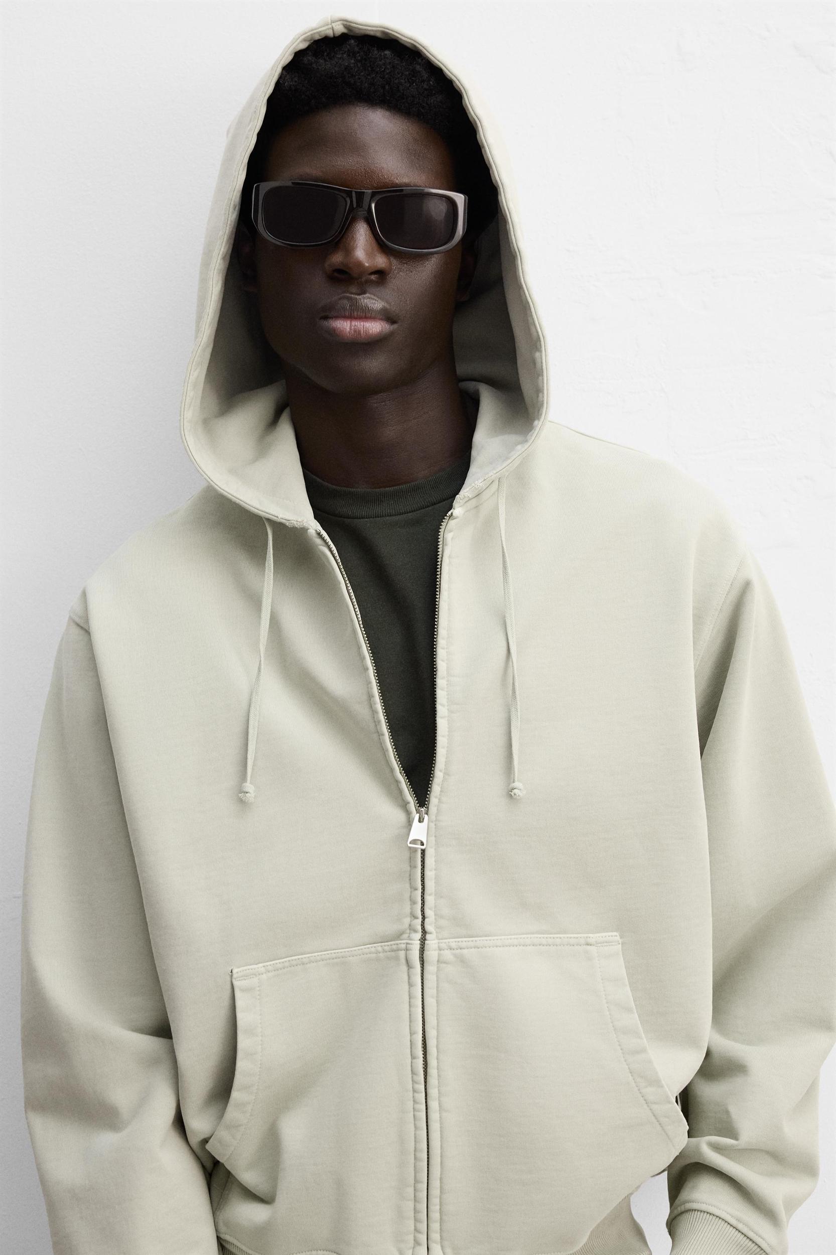 WASHED HOODED ZIP SWEATSHIRT Product Image