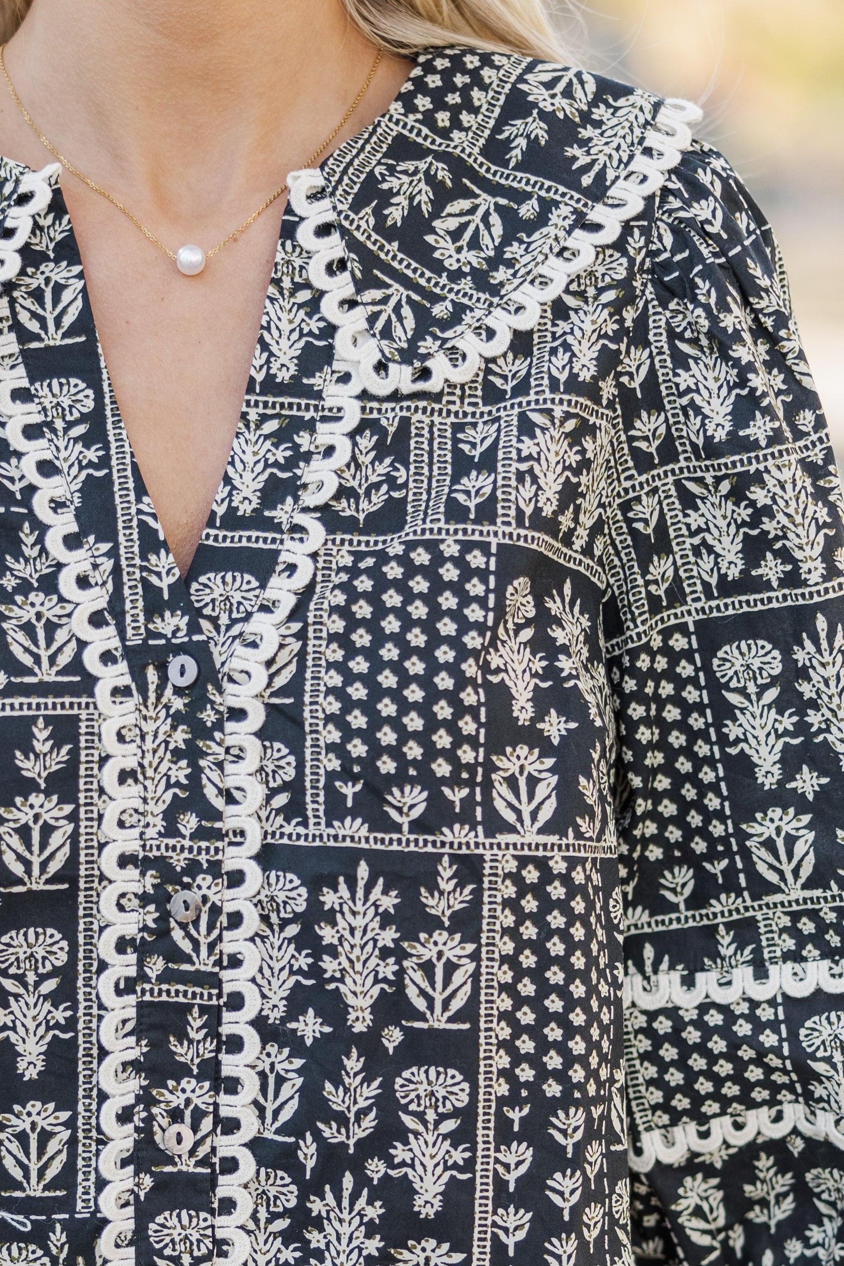 Calling For You Black Floral Blouse Female Product Image