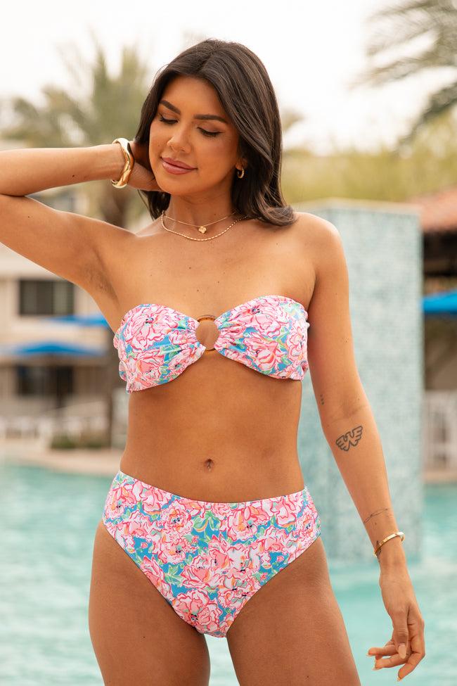 Current Events Floral Multi Ring Detail Bikini Top FINAL SALE Product Image