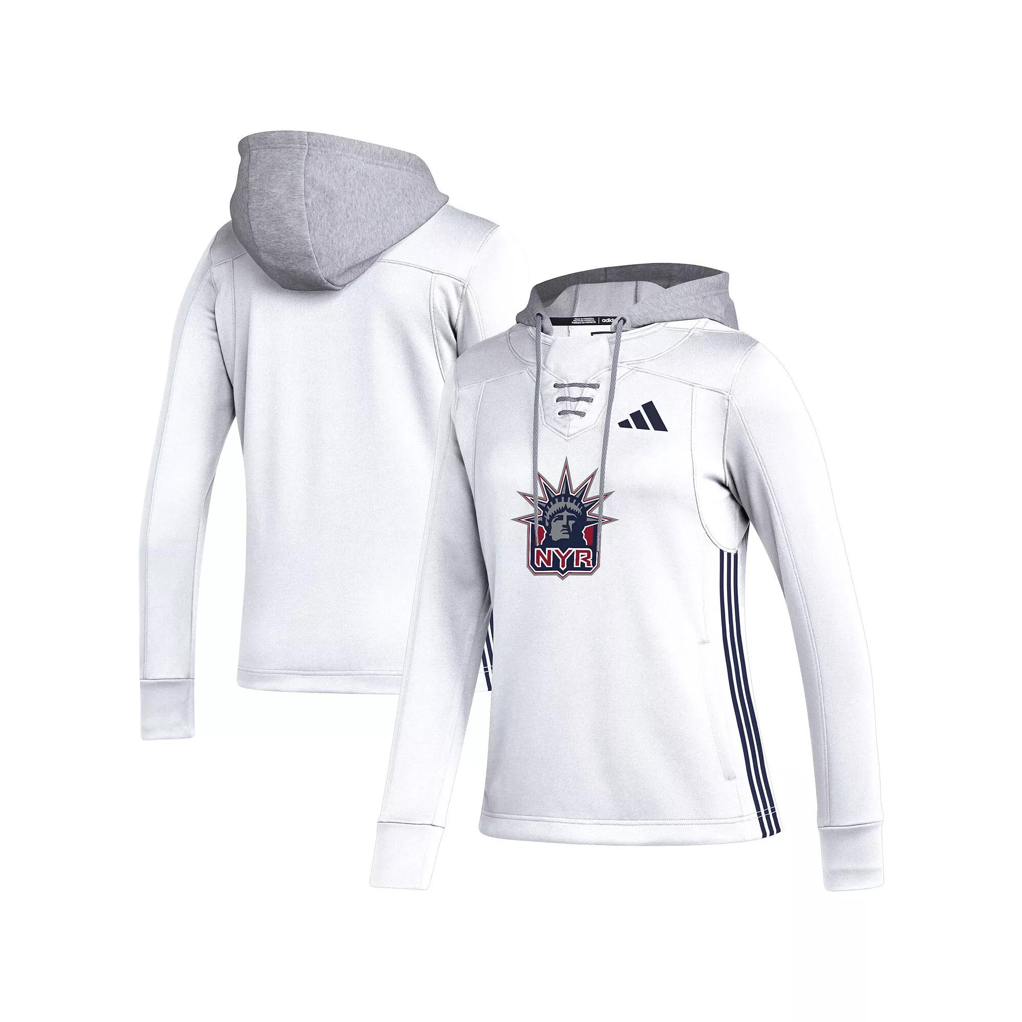 Women's adidas White New York Rangers Refresh Skate Lace AEROREADY Pullover Hoodie, Size: 2XL, Ran White Product Image