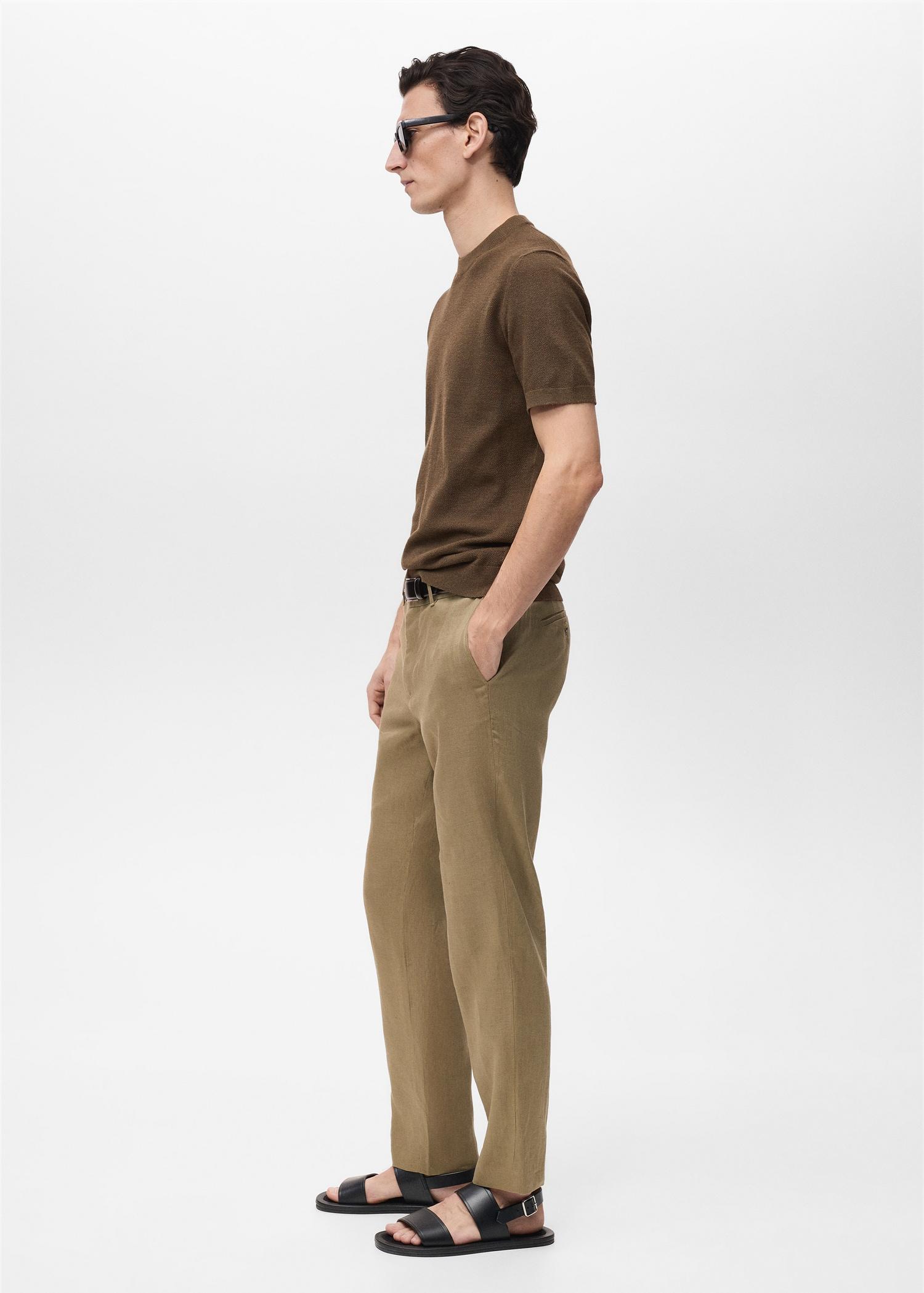 Slim-fit 100% linen pants - Men | MANGO USA Product Image