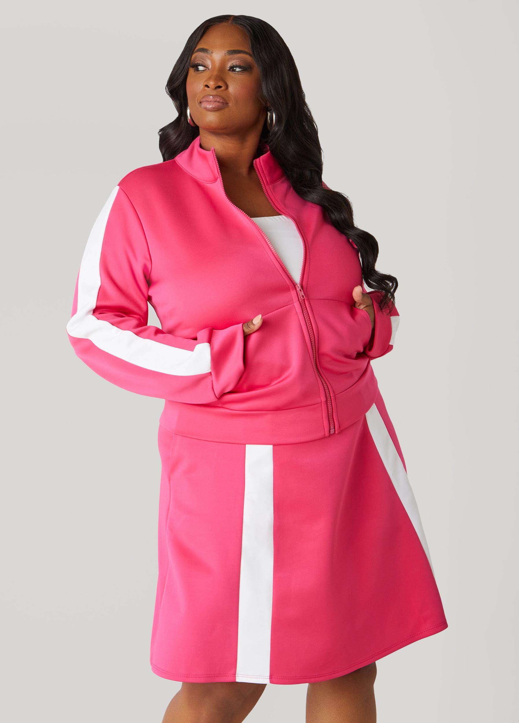 Plus Size Stripe Trimmed Track Jacket Ashley Stewart Product Image