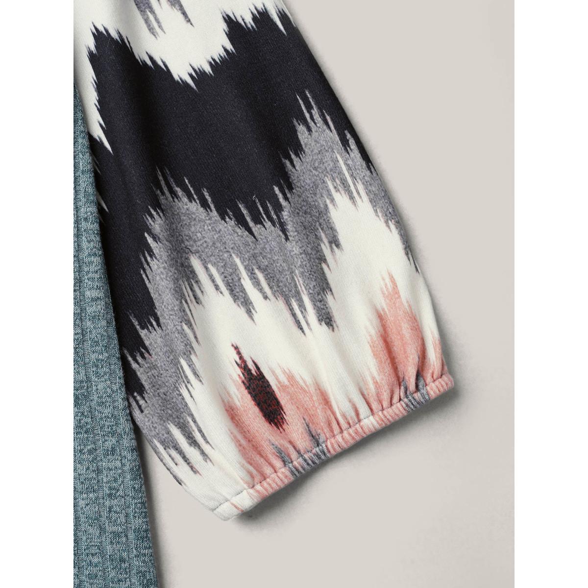 Plus Size Textured Spliced V-Neck T-Shirt Cerulean Women Casual Texture Polo Everyday T-shirts BloomChic 26/4X Product Image