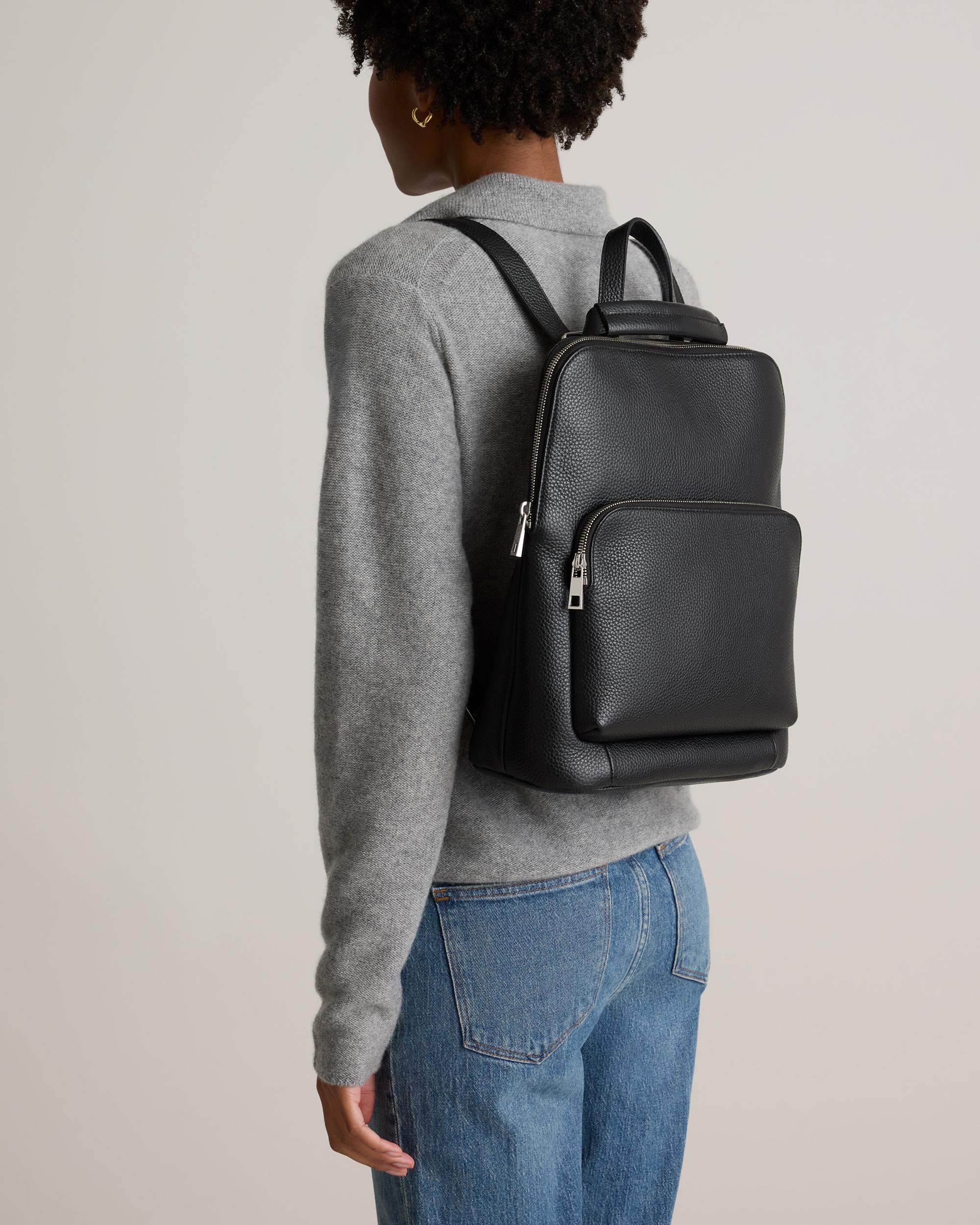 Quince | Women's Italian Leather Convertible Backpack in Black Product Image