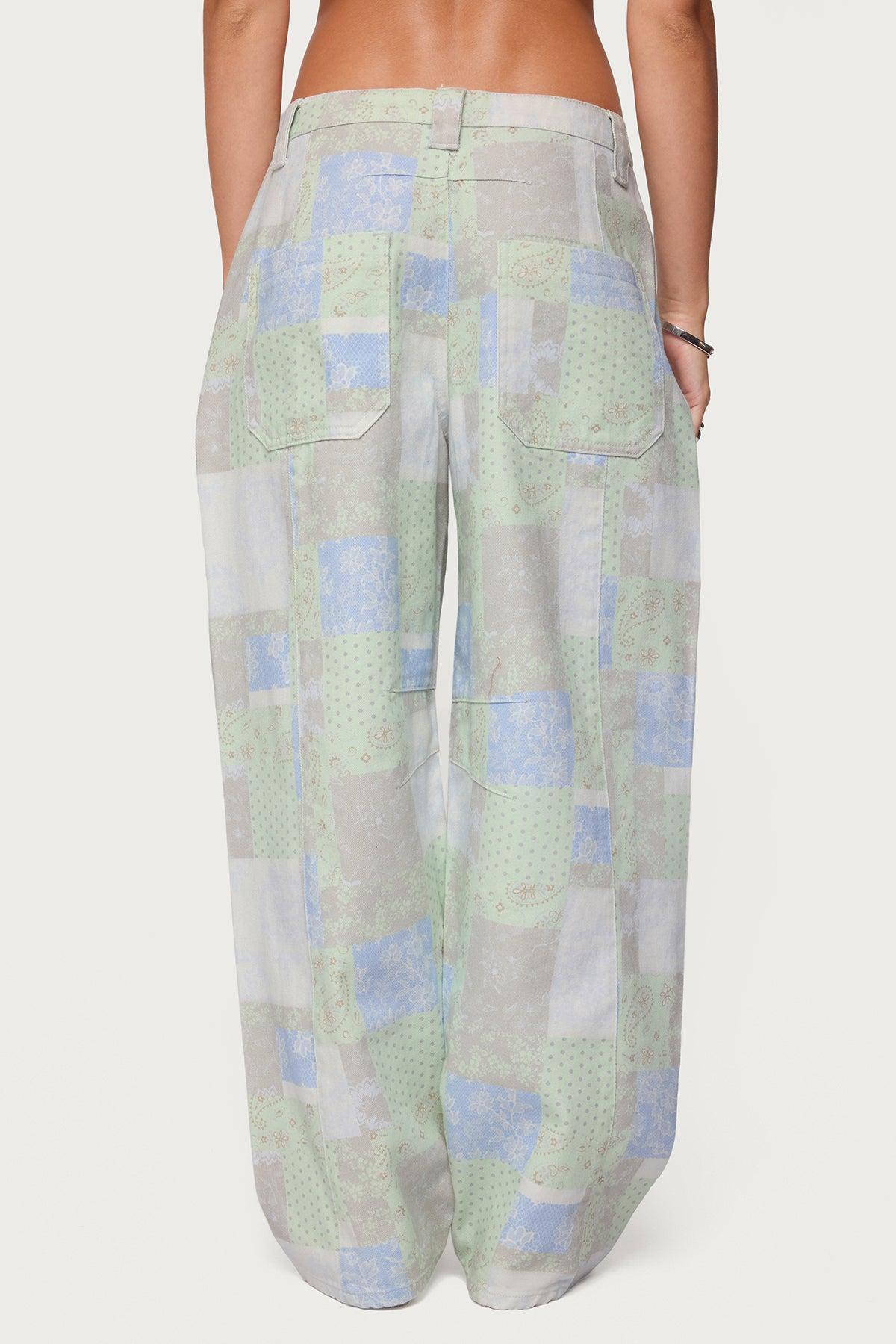 Patchwork Low Rise Baggy Jeans Product Image