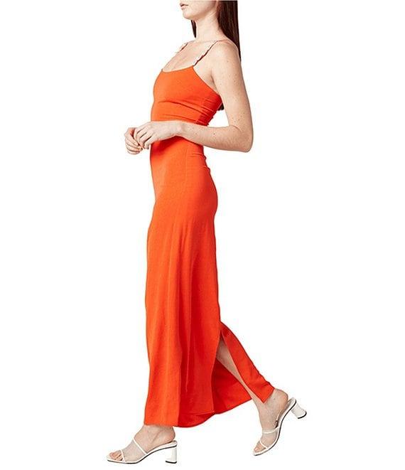 La Porte Melrose Crepe Pearl Detail Swim Cover-Up Maxi Dress Product Image