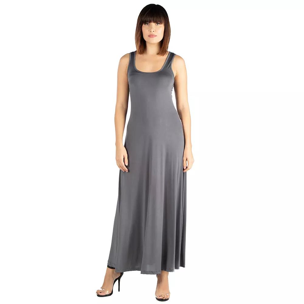 Women's 24seven Comfort Apparel Fit And Flare A-Line Sleeveless Maxi Dress,  Product Image