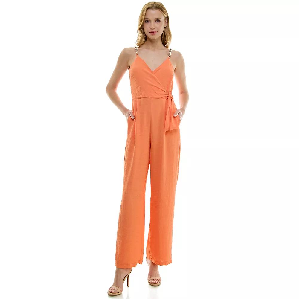 Women's Luxology Faux-Wrap Trim Detail Jumpsuit,  Product Image